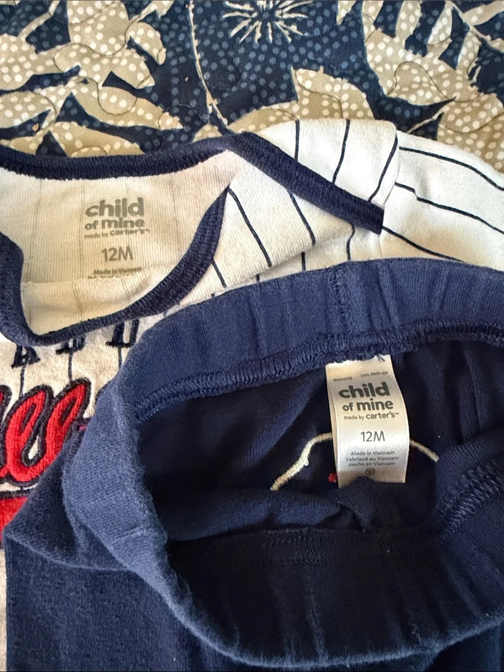 Carters size 12M Baby Baseball-Themed 6-Piece Outfit Sets - Navy & White